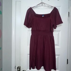 Old Navy Burgundy Burgundy Fit‑and‑Flare Dress Mini Dress